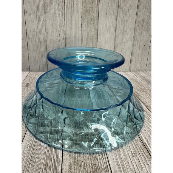 Vtg Early American Pattern Glass Bowl Footed Diamond Quilted Sky Blue 8.5" DIA - Picture 4 of 8